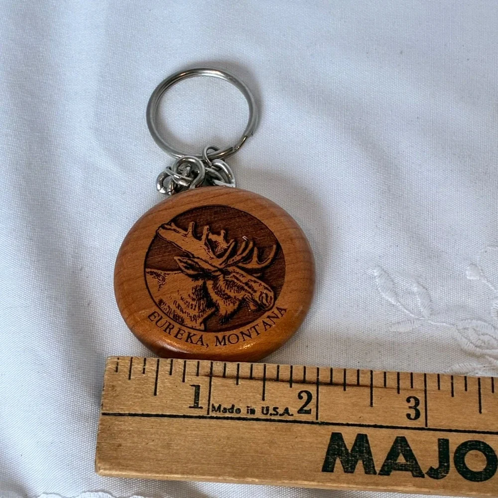 Keychain Eureka Montana Moose Wooden Laser Engraved Souvenir Wildlife Travel